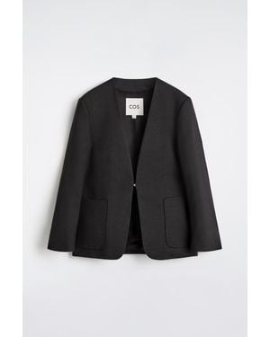 COS Collarless Wool Blazer - Black