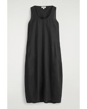 COS Elasticated-Hem Linen Maxi Dress - Black