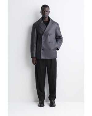COS Eleganter Wattierter Ledermantel - Grau