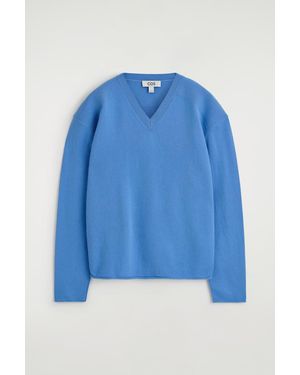 COS Merino Wool V-Neck Sweater - Blue