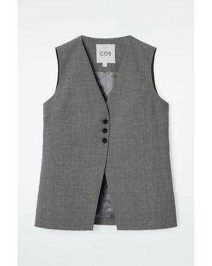 COS Longline Tailored Twill Waistcoat - Grey