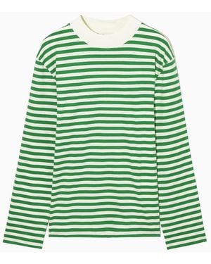 COS Relaxed Long-sleeved Mock-neck T-shirt - Green