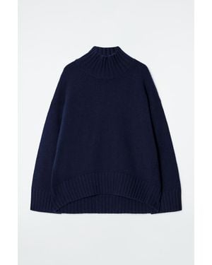 COS Chunky Pure Cashmere Turtleneck Jumper - Blue
