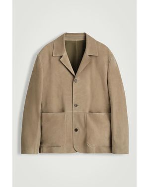 COS Relaxed Suede Jacket - Natural