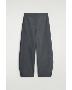 COS Pima Cotton Barrel-Leg Trousers - Grey