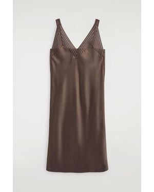COS Open-Stitch Satin Slip Dress - Brown