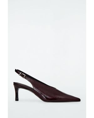 COS Pointed Patent-Leather Slingback Pumps - Brown