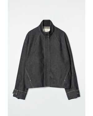 COS Rounded Denim Bomber Jacket - Black