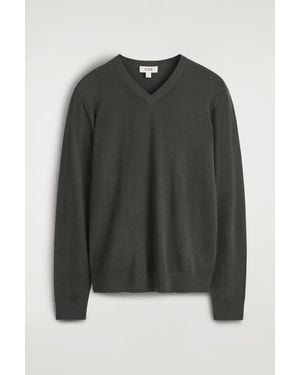 COS Slim Merino Wool V-Neck Sweater - Black