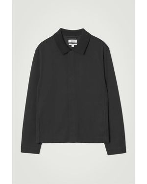 COS Collared Cotton-jersey Jacket - Black