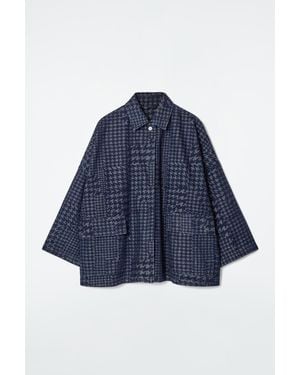 COS Houndstooth-jacquard Denim Jacket - Blue
