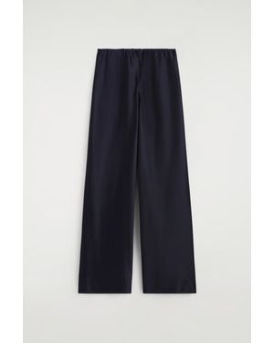 COS Satin Wide-Leg Trousers - Blue