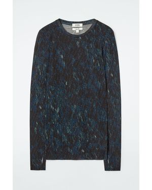 COS Crew-neck Merino Wool Top - Blue