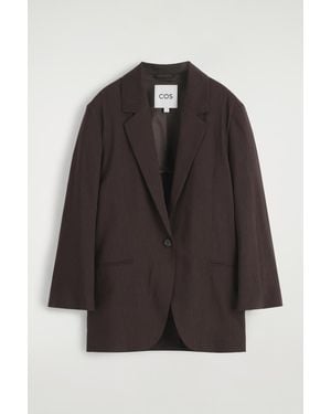 COS Single-Breasted Linen Blazer - Black