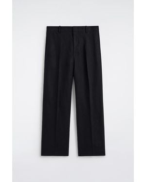 COS Linen Relaxed-Fit Straight-Leg Trousers - Black