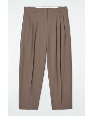 COS Pleated Barrel-leg Wool-blend Trousers - Brown