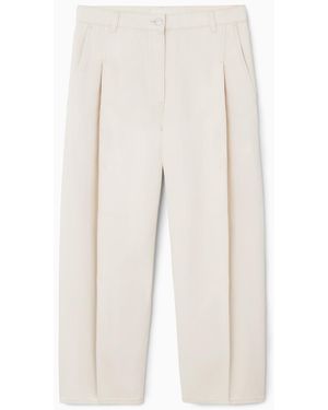COS Pleated Barrel-leg Denim Trousers - White