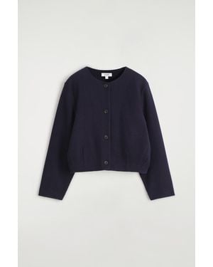 COS Boiled Merino Wool Cardigan - Blue