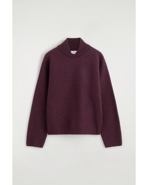 COS Layered-Collar Boiled Wool Jumper - Purple