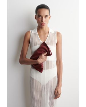 COS Kleine Leder-Clutch Mit Dreheffekt - Weiß