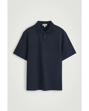COS Interlock Cotton Polo Shirt - Blue