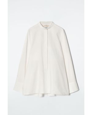 COS Collarless Half-placket Shirt - White