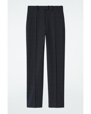 COS Windowpane-Check Straight-Leg Trousers - Blue