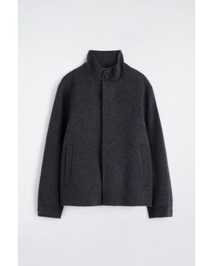 COS Double-Faced Wool Funnel-Neck Jacket - Blue