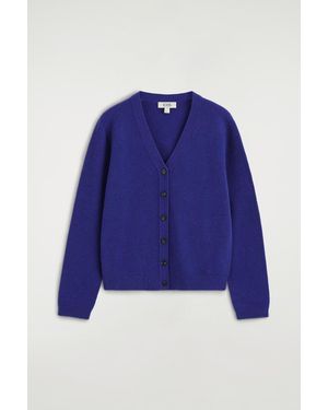 COS Merino Wool V-Neck Cardigan - Blue