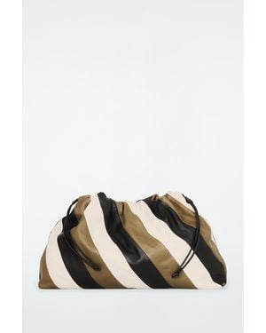 COS Cavatelli Striped Oversized Clutch Bag - Black