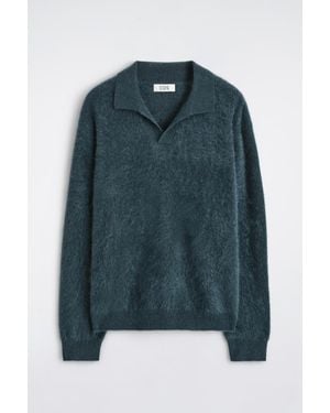 COS Brushed-Cashmere Polo Jumper - Blue