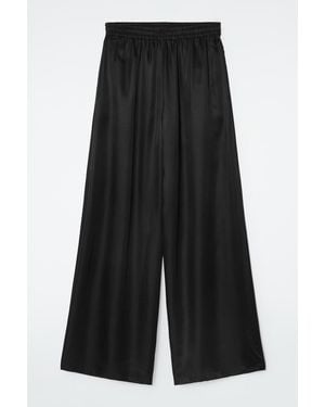 COS Twill Palazzo Trousers - Black