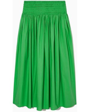 COS Smocked Midi Skirt - Green