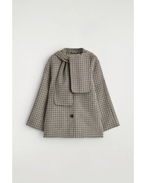 COS Double-Faced Wool Scarf Short Jacket - Natural