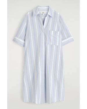 COS Striped Short-Sleeved Shirt Dress - Blue