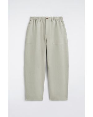 COS Linen Relaxed-Fit Barrel-Leg Trousers - White