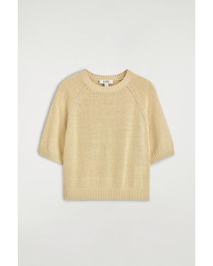 COS Shrunken Knitted Linen T-Shirt - Natural