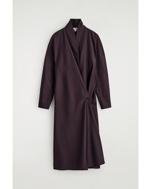 COS Shawl-Collar Wool Wrap Dress - Purple
