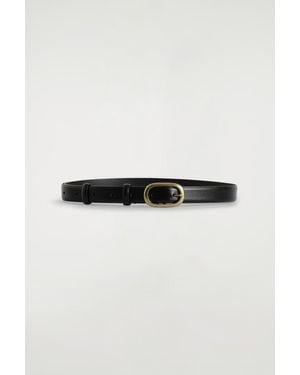 COS Oval-Buckle Leather Belt - Black