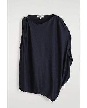 COS Draped Jersey Top - Blue