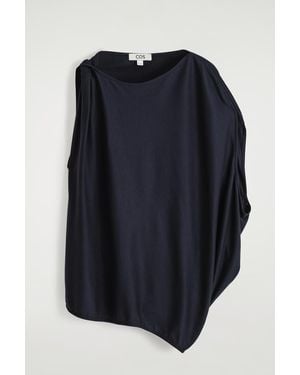 COS Draped Jersey Top - Blue