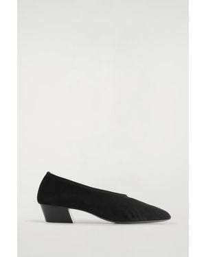 COS Suede Heeled Ballerinas - Black