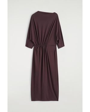 COS Gathered-Waist Draped Midi Dress - Purple