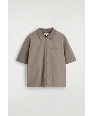COS Nylon-Panelled Knitted Shirt - Grey