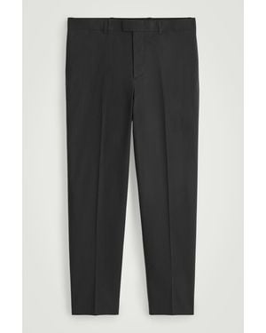 COS Cotton Regular-Fit Straight-Leg Trousers - Black