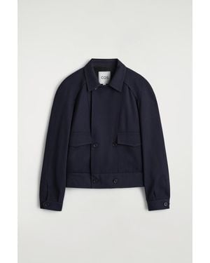 COS Wool-Blend Double-Breasted Jacket - Blue