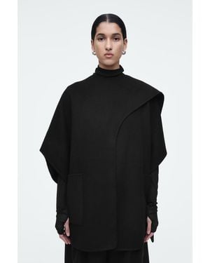 COS Cape Aus Doubleface-Wolle Mit Schaldetail - Schwarz