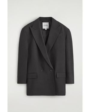 COS Contrast-Lined Double-Breasted Blazer - Black