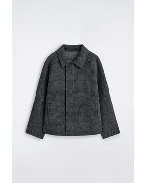 COS Reversible Checked Herringbone Wool Jacket - Black