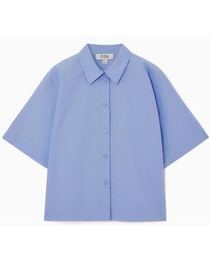COS Boxy Short-sleeved Poplin Shirt - Blue